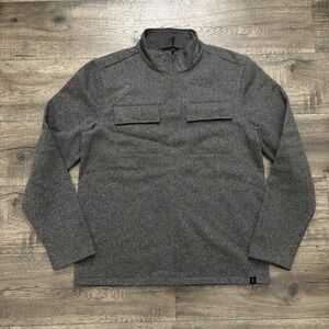 PrAna Sweater Mens Medium Gray Wool Blend 1/4 Zip Mock Neck Pullover 1964581